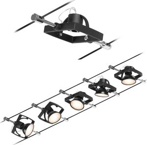 Paulmann Wire zestaw MacII max5x10W GU5,3 Czarny mat/Chrom 12V DC 60VA Metal/ Tworzywo sztuczne 5