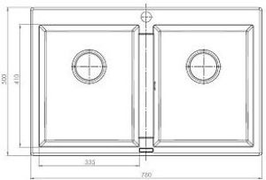 Zlewozmywak Pyramis Zlewozmywak 2-komorowy Studio bez ociekacza 78 x 50cm beżowy (70005301) 2
