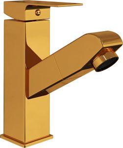 Bateria umywalkowa vidaXL Bateria umywalkowa z wyciąganą wylewką, złota, 157x172 mm 2