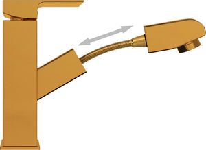 Bateria umywalkowa vidaXL Bateria umywalkowa z wyciąganą wylewką, złota, 157x172 mm 5