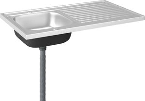 Zlewozmywak vidaXL  kuchenny z ociekaczem, srebrny, 1000x600x155 mm, stal 6