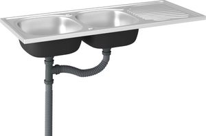 Zlewozmywak vidaXL  kuchenny dwukomorowy, srebrny, 1200x500x155 mm, stal 6