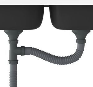 Zlewozmywak vidaXL  kuchenny dwukomorowy, srebrny, 1200x500x155 mm, stal 8