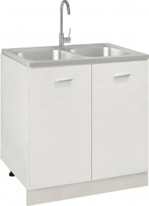 Zlewozmywak vidaXL Zlew kuchenny dwukomorowy, srebrny, 800x600x155 mm, stal 3