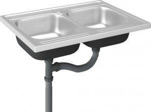 Zlewozmywak vidaXL Zlew kuchenny dwukomorowy, srebrny, 800x600x155 mm, stal 4