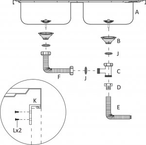 Zlewozmywak vidaXL Zlew kuchenny dwukomorowy, srebrny, 800x600x155 mm, stal 9