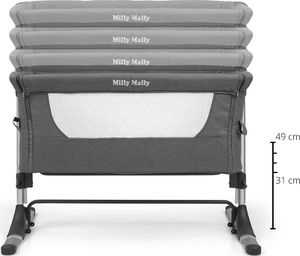 Milly Mally Łóżeczko Dostawne Side by Side, STONE 6