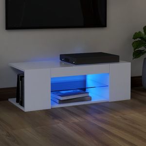 vidaXL Szafka pod TV z oświetleniem LED, biała, 90x39x30 cm 1