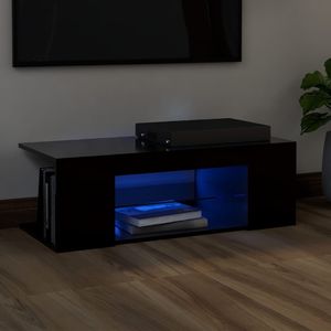 vidaXL Szafka pod TV z oświetleniem LED, czarna, 90x39x30 cm 1