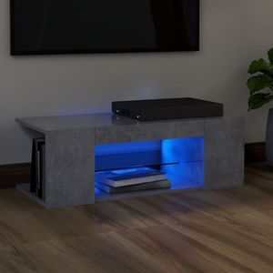 vidaXL Szafka pod TV z oświetleniem LED, szarość betonu, 90x39x30 cm 1