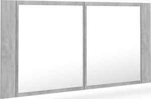 vidaXL Szafka górna z lustrem i LED 90cm szarość betonu (804976) 3