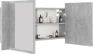 vidaXL Szafka górna z lustrem i LED 90cm szarość betonu (804976) 8
