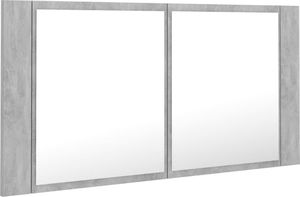 vidaXL Szafka górna z lustrem i LED 90cm szarość betonu (804976) 1