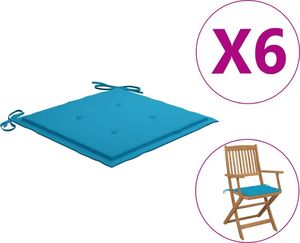 vidaXL Poduszki na krzesła ogrodowe niebieskie 6 szt. 1