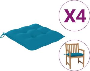 vidaXL Poduszki na krzesła, 4 szt., niebieskie, 40x40x7 cm, tkanina 1