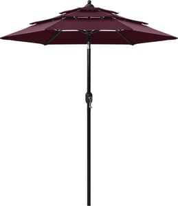 vidaXL 3-poziomowy parasol na aluminiowym słupku, bordowy, 2 m 1