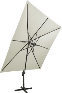 vidaXL Parasol wiszący z lampkami LED i słupkiem, piaskowy, 300 cm 3