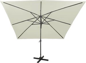 vidaXL Parasol wiszący z lampkami LED i słupkiem, piaskowy, 300 cm 4