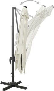 vidaXL Parasol wiszący z lampkami LED i słupkiem, piaskowy, 300 cm 7