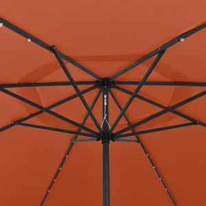 vidaXL Parasol ogrodowy z LED i metalowym słupkiem, 400 cm, terakota 2