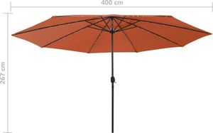 vidaXL Parasol ogrodowy z LED i metalowym słupkiem, 400 cm, terakota 7