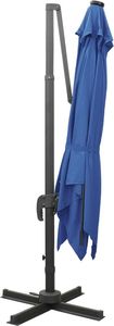 vidaXL Parasol wiszący z lampkami LED i słupkiem, lazurowy, 300 cm 4
