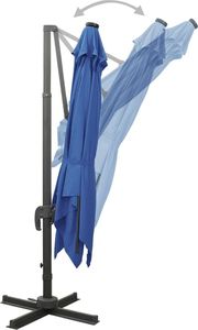 vidaXL Parasol wiszący z lampkami LED i słupkiem, lazurowy, 300 cm 8