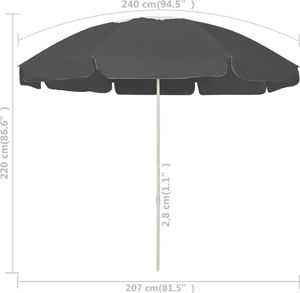 vidaXL Parasol plażowy, antracytowy, 240 cm 6