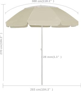 vidaXL Parasol plażowy, piaskowy żółty, 300 cm 7