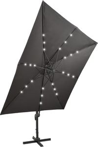 vidaXL Parasol wiszący z lampkami LED i słupkiem, antracytowy, 300 cm 6