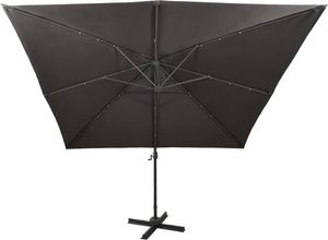 vidaXL Parasol wiszący z lampkami LED i słupkiem, antracytowy, 300 cm 7