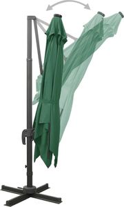vidaXL Parasol wiszący z lampkami LED i słupkiem, zielony, 300 cm 6