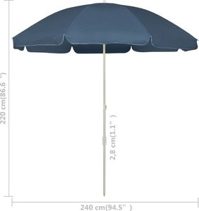 vidaXL Parasol plażowy, niebieski, 240 cm 6