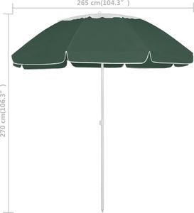 vidaXL Parasol plażowy, zielony, 300 cm 7