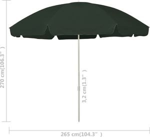 vidaXL Parasol plażowy, zielony, 300 cm 6