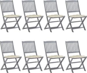 vidaXL Składane krzesła ogrodowe z poduszkami, 8 szt., drewno akacjowe 1