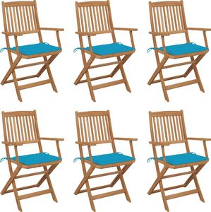 vidaXL Składane krzesła ogrodowe z poduszkami, 6 szt., drewno akacjowe 1