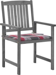 vidaXL Krzesła reżyserskie z poduszkami, 4 szt., szare, akacjowe 3