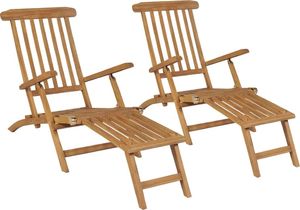 vidaXL Krzesła ogrodowe z podnóżkami, 2 szt., lite drewno tekowe 1