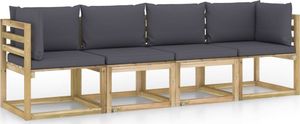 vidaXL Ogrodowa sofa 4-os. z antracytowymi poduszkami 1