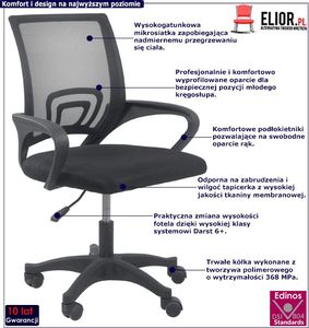 Krzesło biurowe Elior Morgan Czarne 2