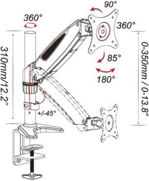 Techly Uchwyt biurkowy na monitor 15" - 27" (ICA-LCD 111-BK) 3