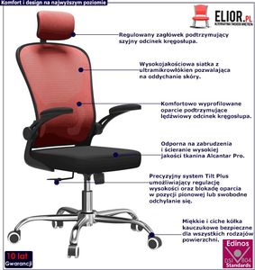 Krzesło biurowe Elior Sefilo Czerwone 2