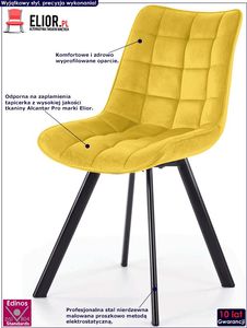Elior Nowoczesne krzesło Winston - musztardowy 2
