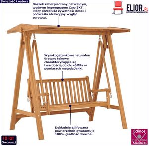 Elior Drewniana huśtawka ogrodowa - Gepetto 2