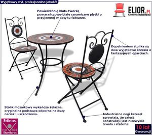 Elior Pomarańczowo-biały zestaw mebli z mozaiką Flurry 2