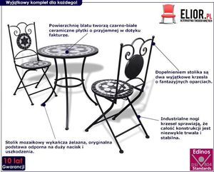 Elior Czarno-biały 3-częściowy zestaw mebli z mozaiką Flurry 2