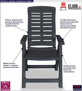 Elior Zestaw szarych krzeseł ogrodowych - Elexio 2Q 2