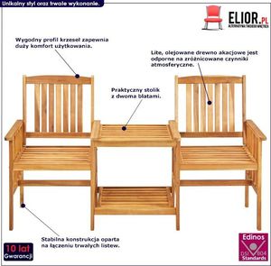 Elior Zestaw drewnianych mebli ogrodowych Malter - brązowy 5