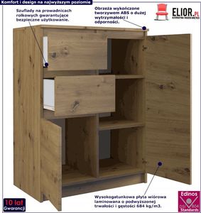 Elior Nowoczesna komoda Velda 2X - dąb artisan 2